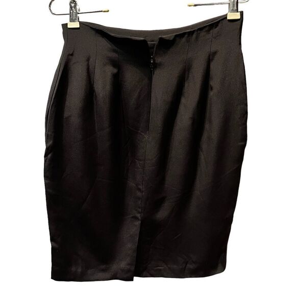 Vintage Black Silk Skirt Midi Size 6 - Picture 3 of 8